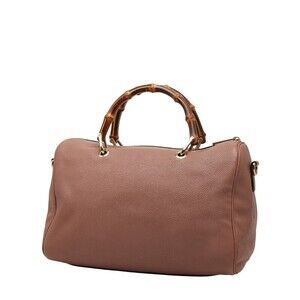 Gucci Shoulder Bamboo Handbag 2way Top Leather Pink Handle